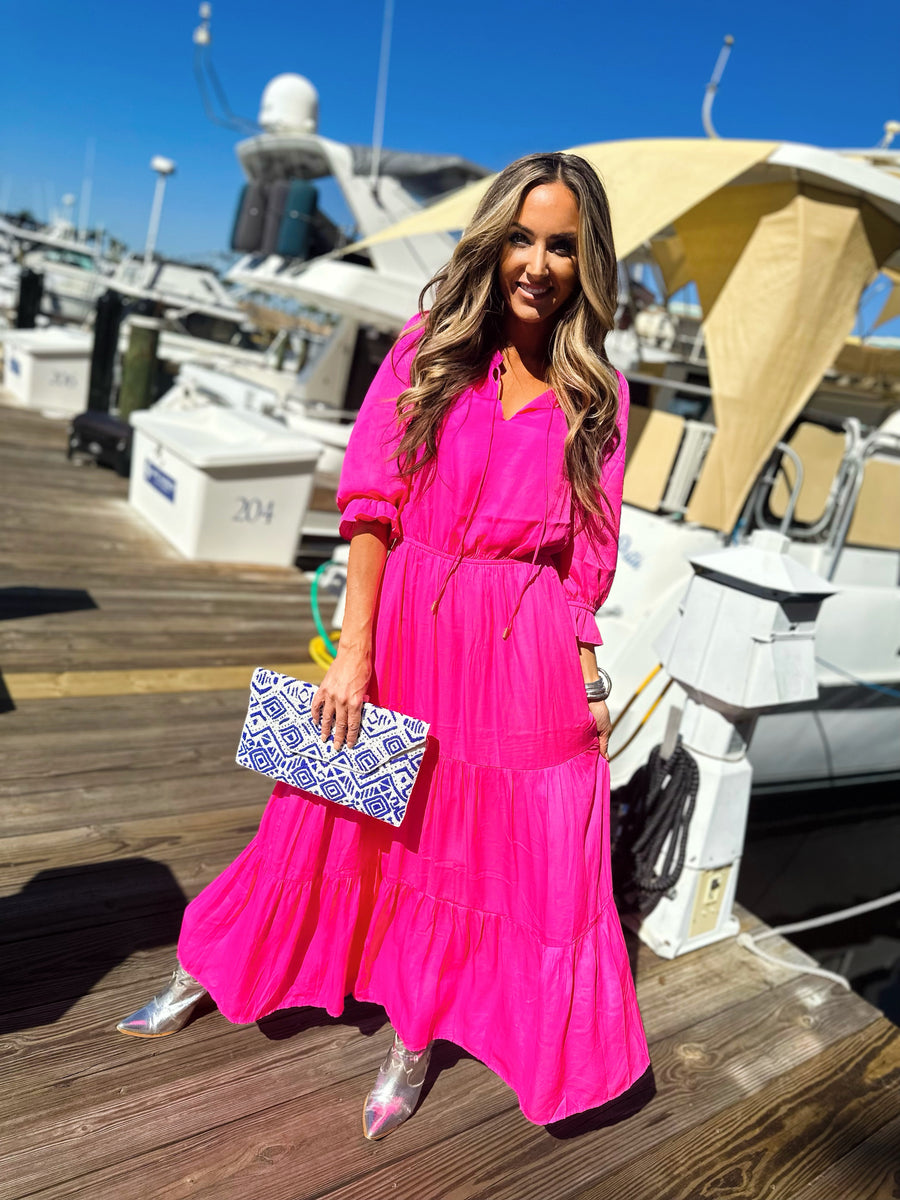 Pink maxi 2025 dress outfit