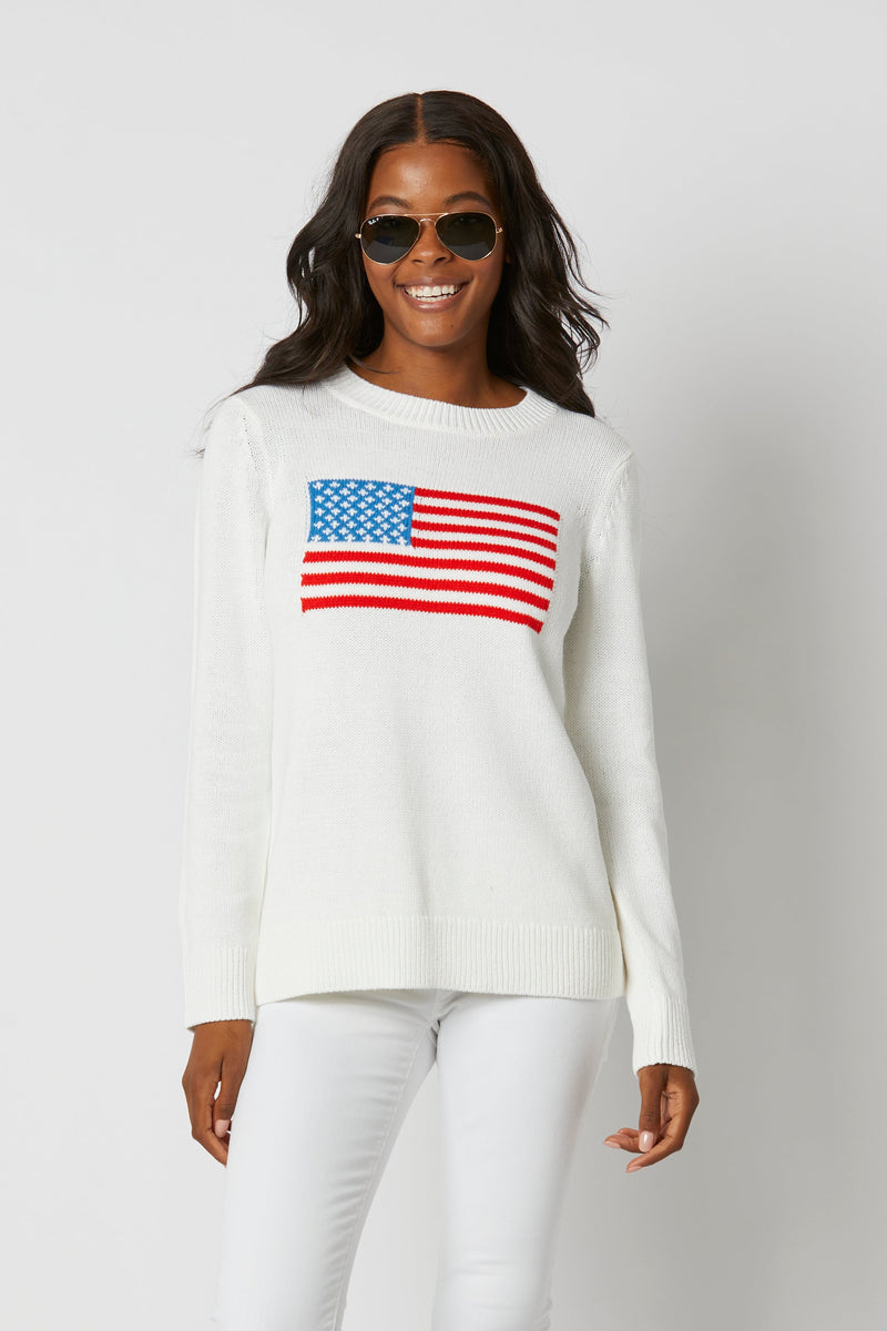 Navy American Flag Cotton Intarsia Sweater