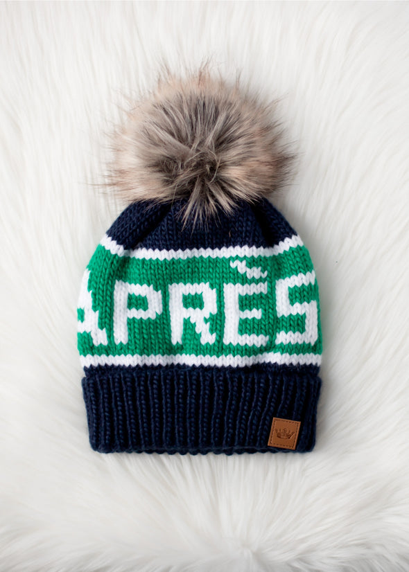 Apres Pom Pom Beanie - Navy/Green