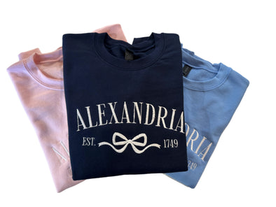 Alexandria Embroidered Bow Sweatshirt - Navy