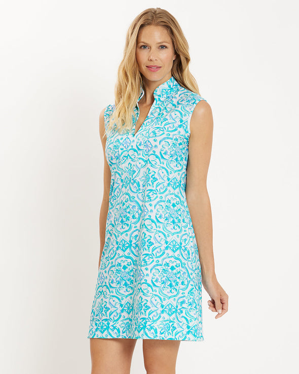 Front view of the Jude Connally Kristen Dress - Painted Tile Aqua