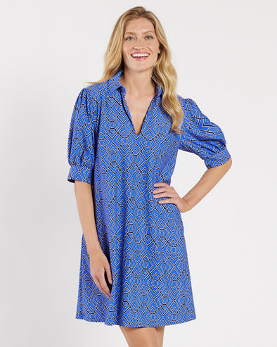 Jude Connally Emerson Dress - Garden Lattice French Blue