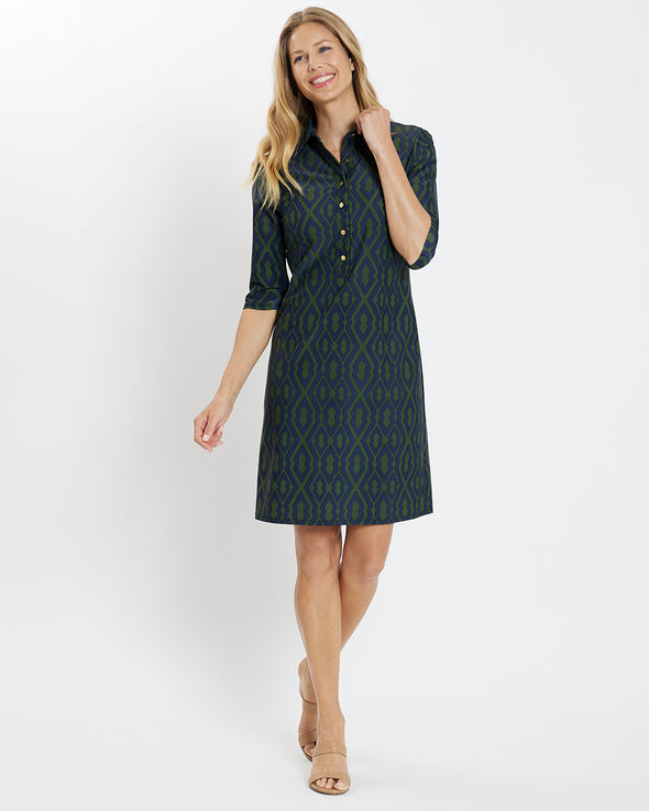 Jude Connally Susanna Dress - Moroccan Trellis Navy Loden