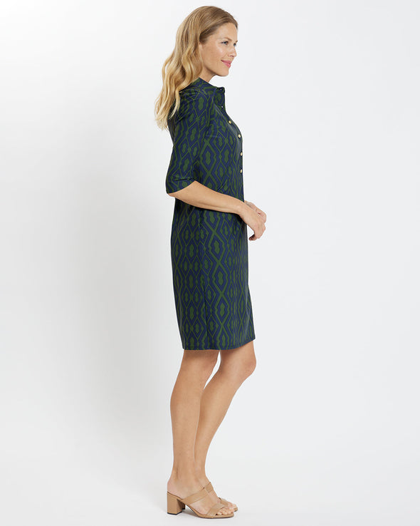 Jude Connally Susanna Dress - Moroccan Trellis Navy Loden