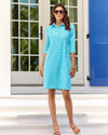 Outdoor model in the Jude Connally Susanna Dress - Trellis Trio Aqua