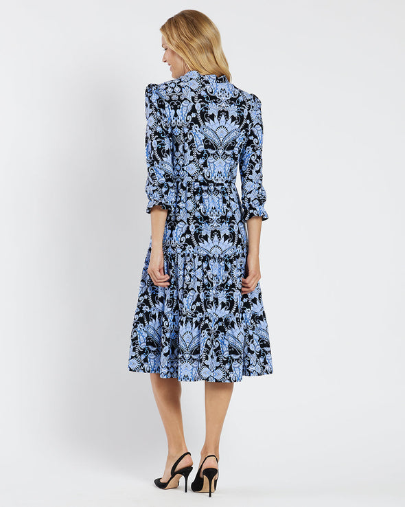 Back view of the Jude Connally Maggie Dress - Paisley Amore Black