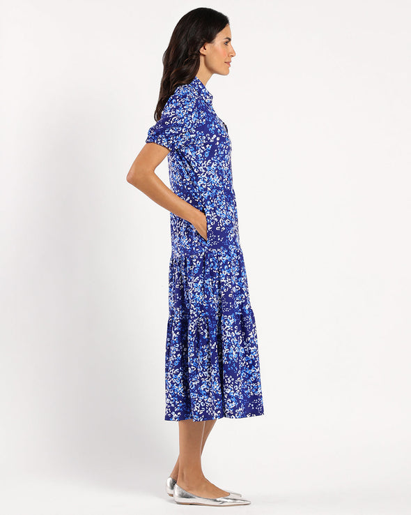 Jude Connally Portia Dress - Painterly Cheetah Beacon Blue