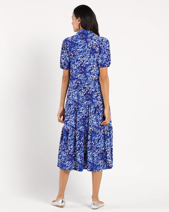 Jude Connally Portia Dress - Painterly Cheetah Beacon Blue