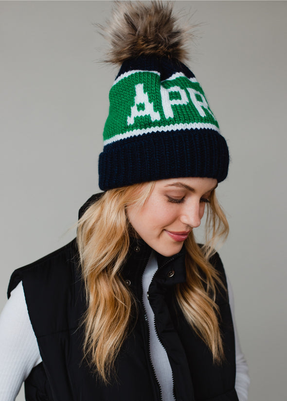 Apres Pom Pom Beanie - Navy/Green