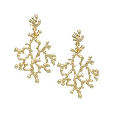 Flat view of the Susan Shaw Coral Branch Earrings