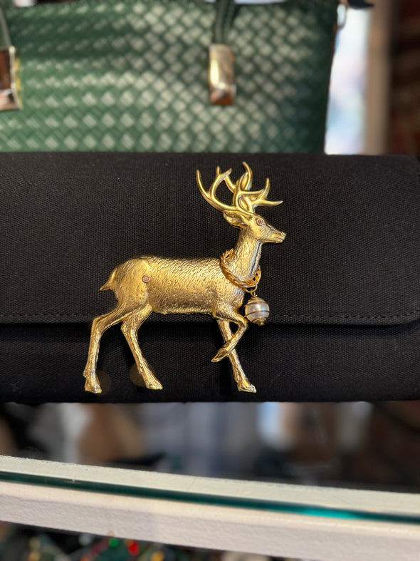 Lisi Lerch Avery Clutch - Black Reindeer with Necklace