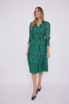 Full body view of the Katelyn Dress in emerald