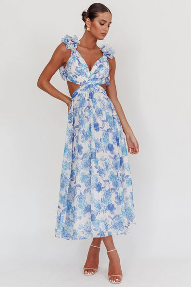 Hamptons Floral Maxi Dress - Blue