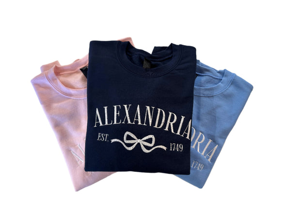 Alexandria Embroidered Bow Sweatshirt - Navy