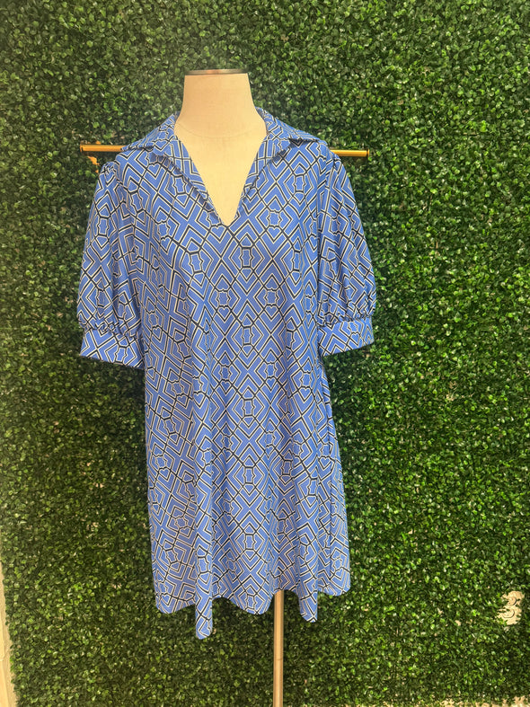 Jude Connally Emerson Dress - Garden Lattice French Blue