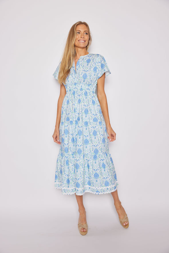 Sail to Sable Cinched Waist Midi Dress - Pineapple