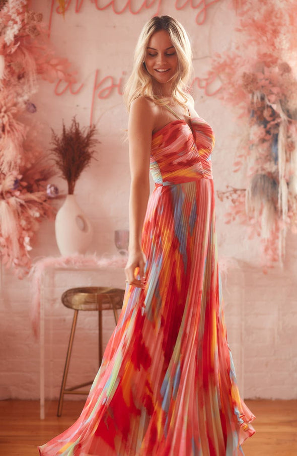 Cindy Xscape Chiffon Halter Maxi