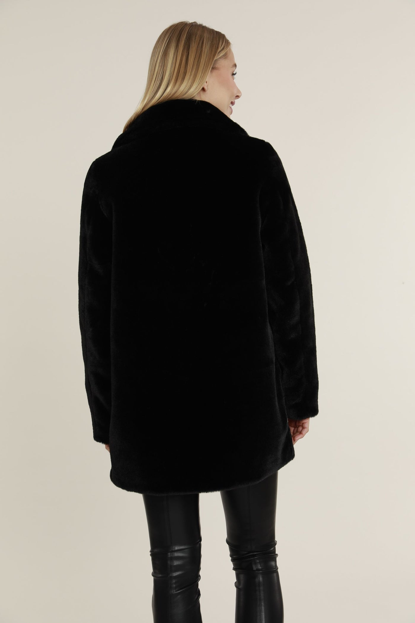 Jackets & Coats, Petite Faux Fur Longline Collar Coat