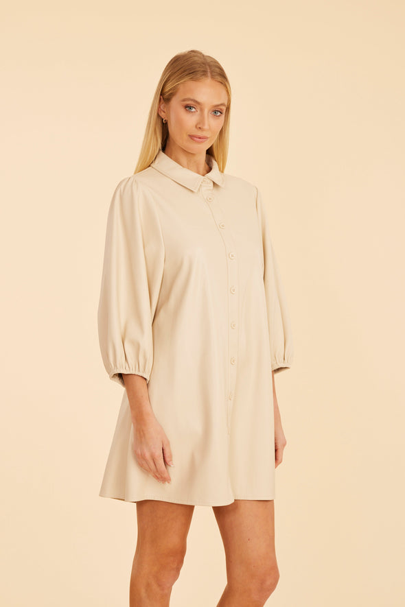 Dolce Cabo Soft Vegan Leather Dress - Creme