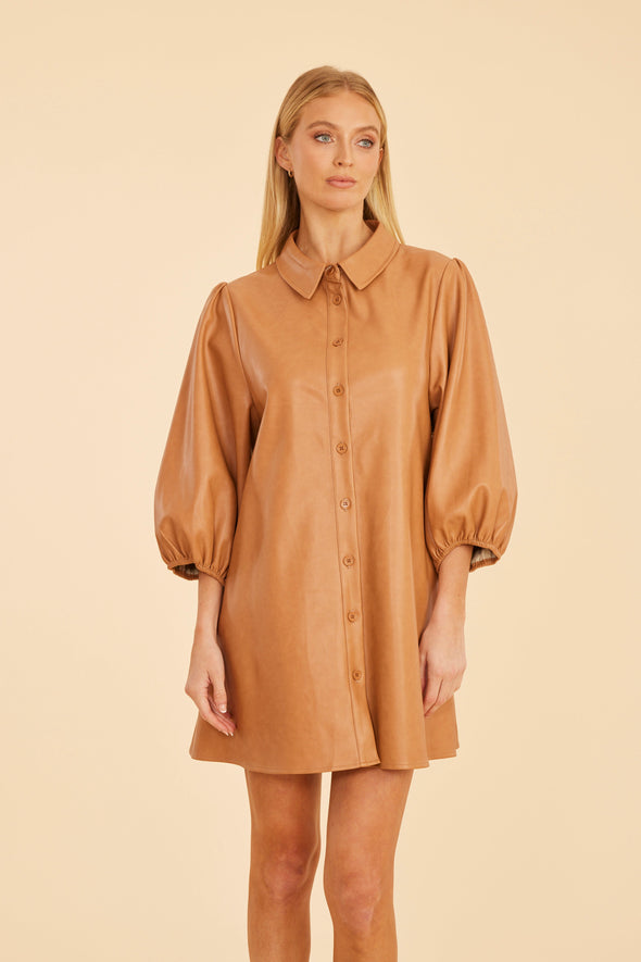 Dolce Cabo Soft Vegan Leather Dress - Camel