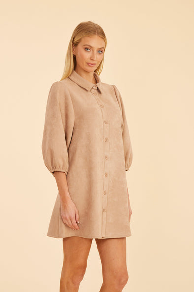 Dolce Cabo Soft Faux Suede Dress - Camel