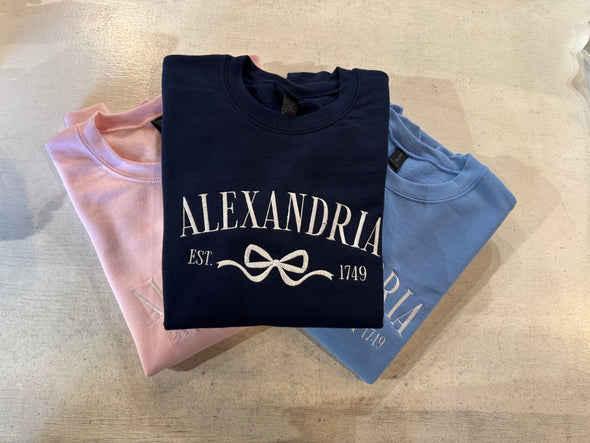 Alexandria Embroidered Bow Sweatshirt - Navy