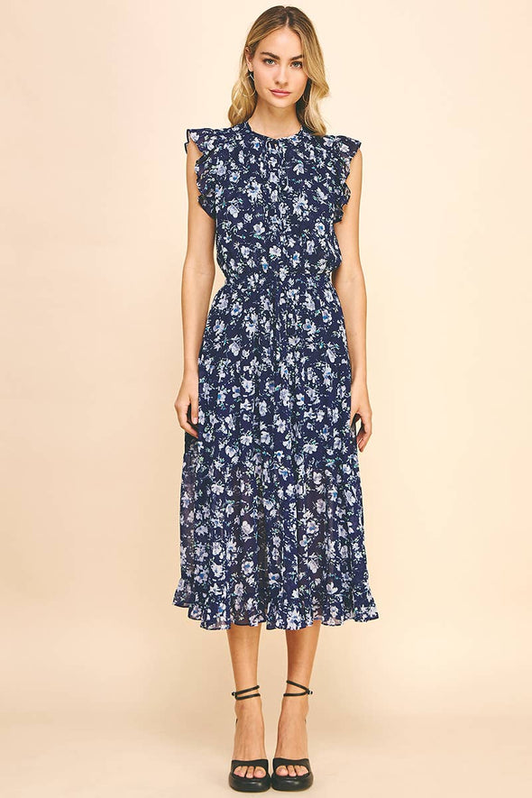 Blue Blossom Midi Dress