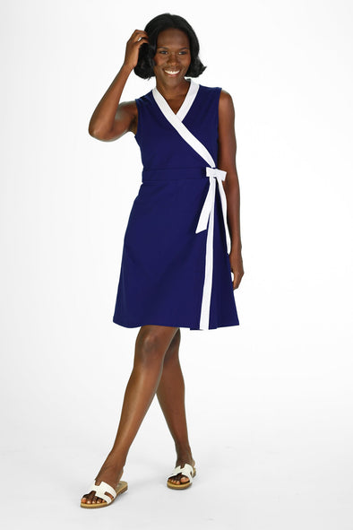 Duffield Lane Adrian Dress - Royal Navy with White Trim