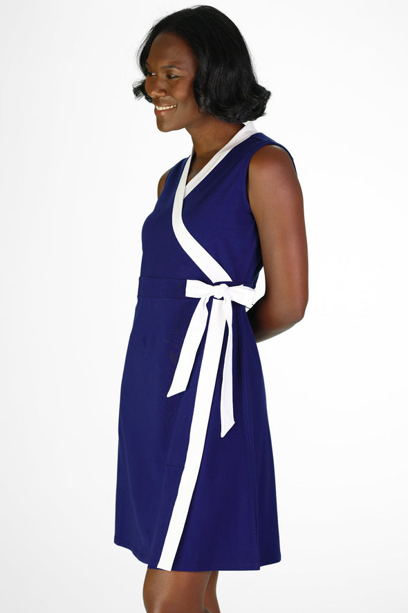 Duffield Lane Adrian Dress - Royal Navy with White Trim