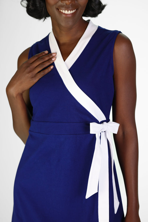 Duffield Lane Adrian Dress - Royal Navy with White Trim