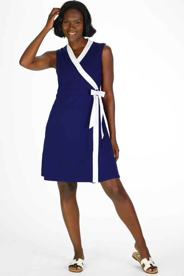 Duffield Lane Adrian Dress - Royal Navy with White Trim