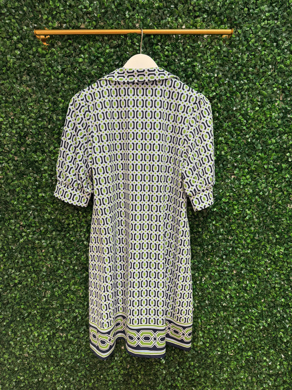 Jude Connally Emerson Dress - Terrace Geo Border Navy