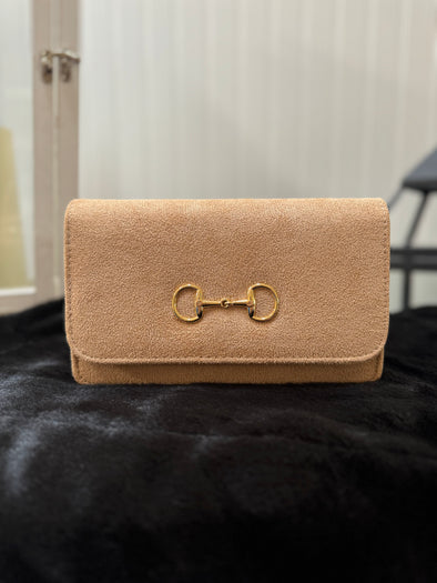 Lisi Lerch Ruby Suede Clutch - Tan Snaffle