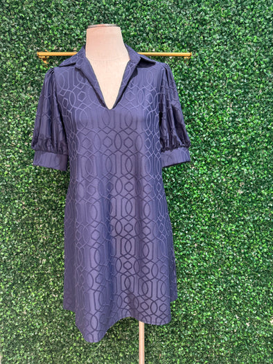 Jude Connally Emerson Dress- Jacquard - Garden Gate Navy