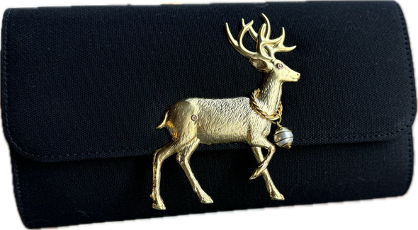 Lisi Lerch Avery Clutch - Black Reindeer with Necklace