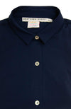 Button up collar detail on the Gretchen Scott Priss Chiffon Blouse - Navy