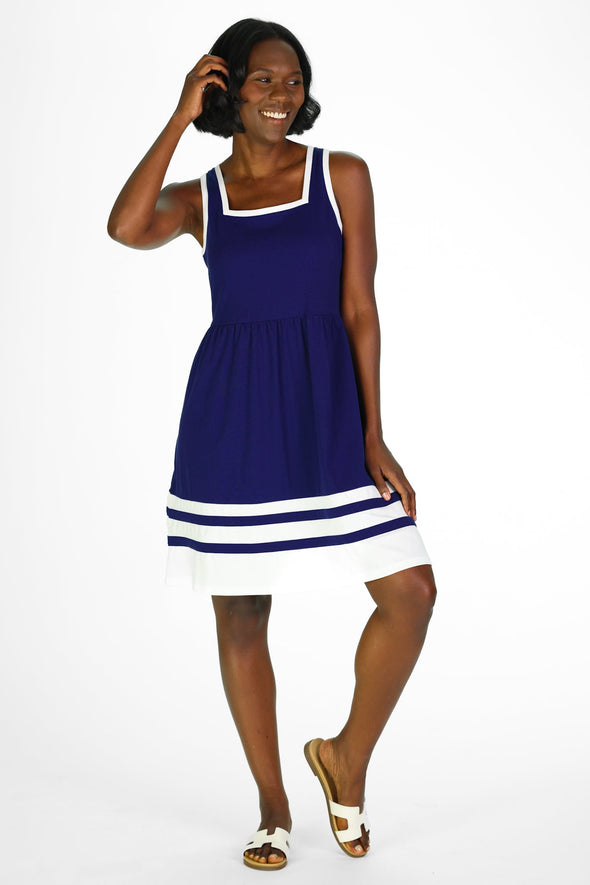 Duffield Lane Cheyenne Dress - Royal Navy/White