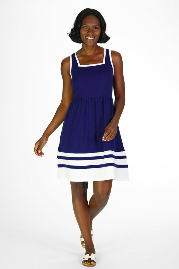 Duffield Lane Cheyenne Dress - Royal Navy/White