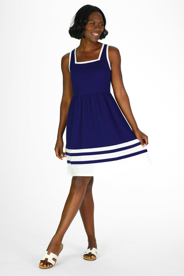 Duffield Lane Cheyenne Dress - Royal Navy/White