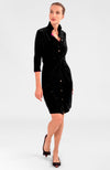 Full boduy view of the Gretchen Scott Twist & Shout Dress - Silky Velvet - Black