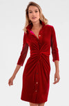 Model in the Gretchen Scott Twist & Shout Dress - Silky Velvet - Crimson