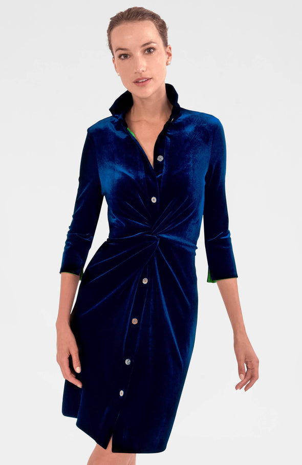 Gretchen Scott Twist & Shout Dress - Silky Velvet - Navy