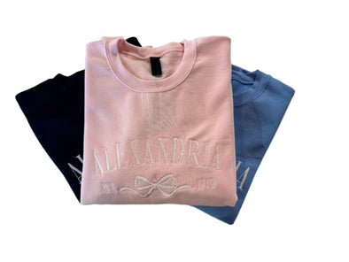 Alexandria Embroidered Bow Sweatshirt - Pink