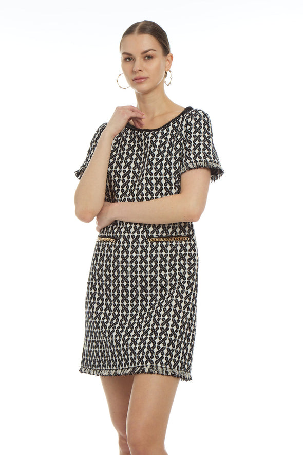 Patty Kim Coco Dress - Black/Cream Tweed