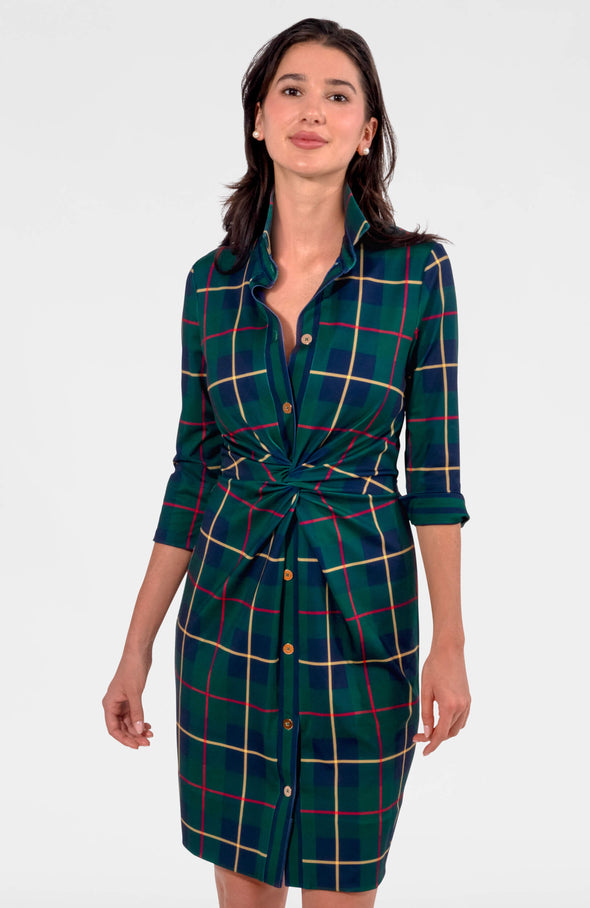 Gretchen Scott Twist & Shout Dress - Plaidly Cooper - Green Multi