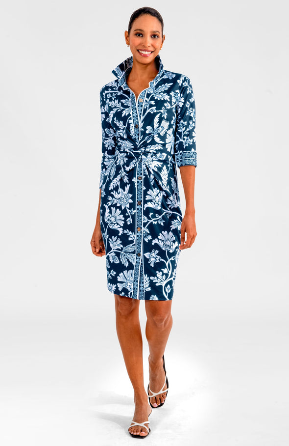 Gretchen Scott Twist & Shout Dress - Stunning Stippling Navy