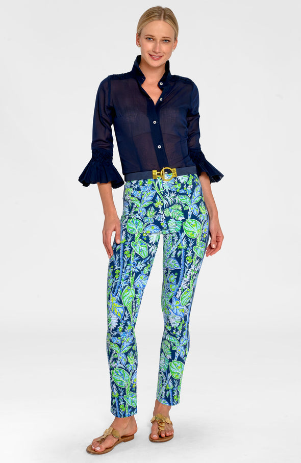 Gretchen Scott Gripeless Pull On Pant - Vintage Vine Classic Navy