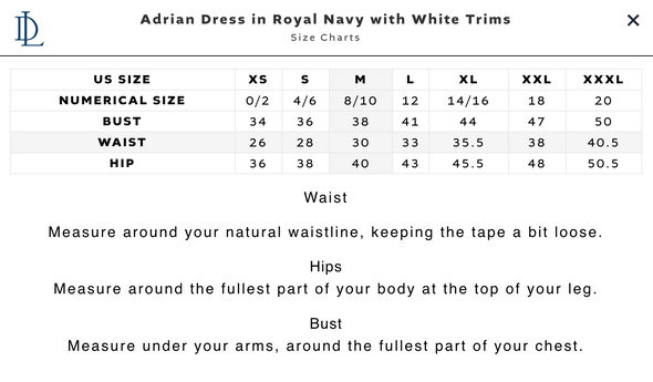 Duffield Lane Adrian Dress - Royal Navy with White Trim