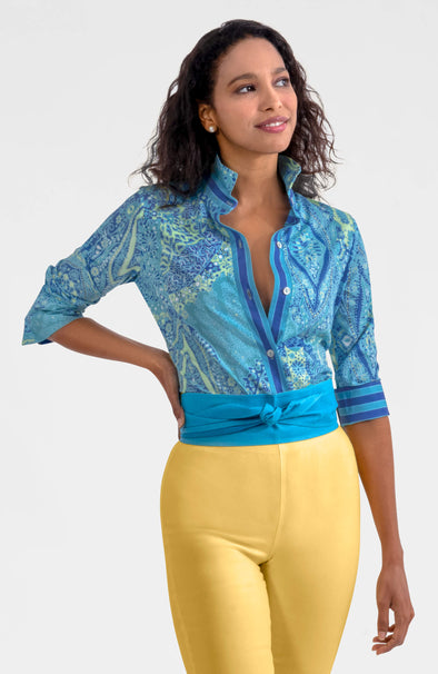 Gretchen Scott Boyfriend Shirt - Grand Bazaar - Turquoise