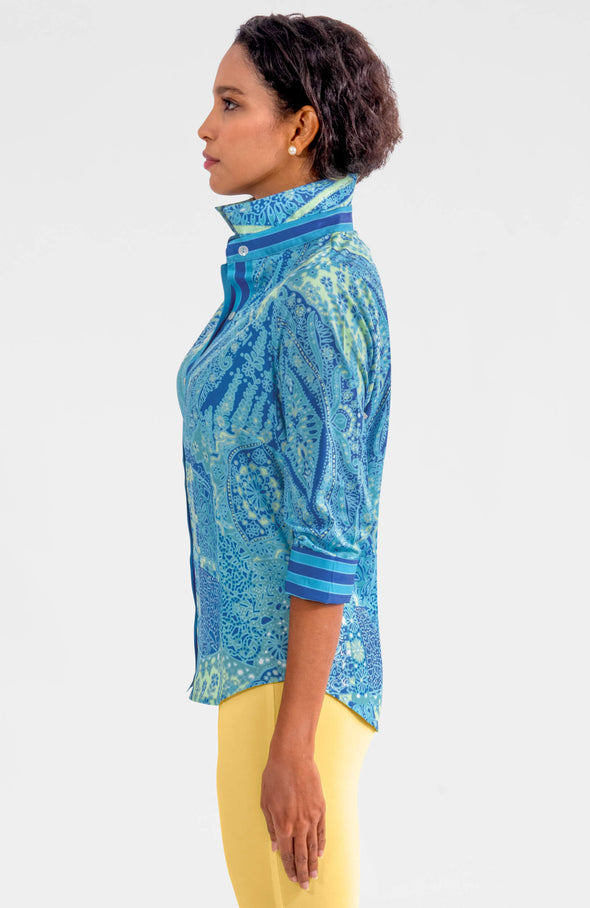 Gretchen Scott Boyfriend Shirt - Grand Bazaar - Turquoise